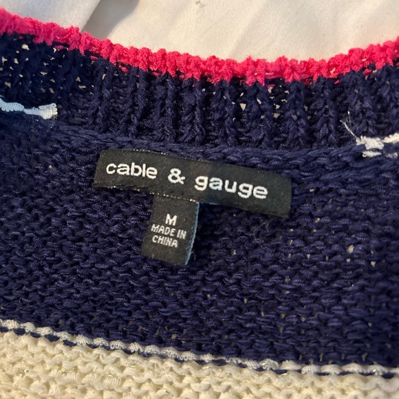 ❗️SOLD❗️Cable and Gauge Blue and White Striped Cardigan - Picture 4 of 9